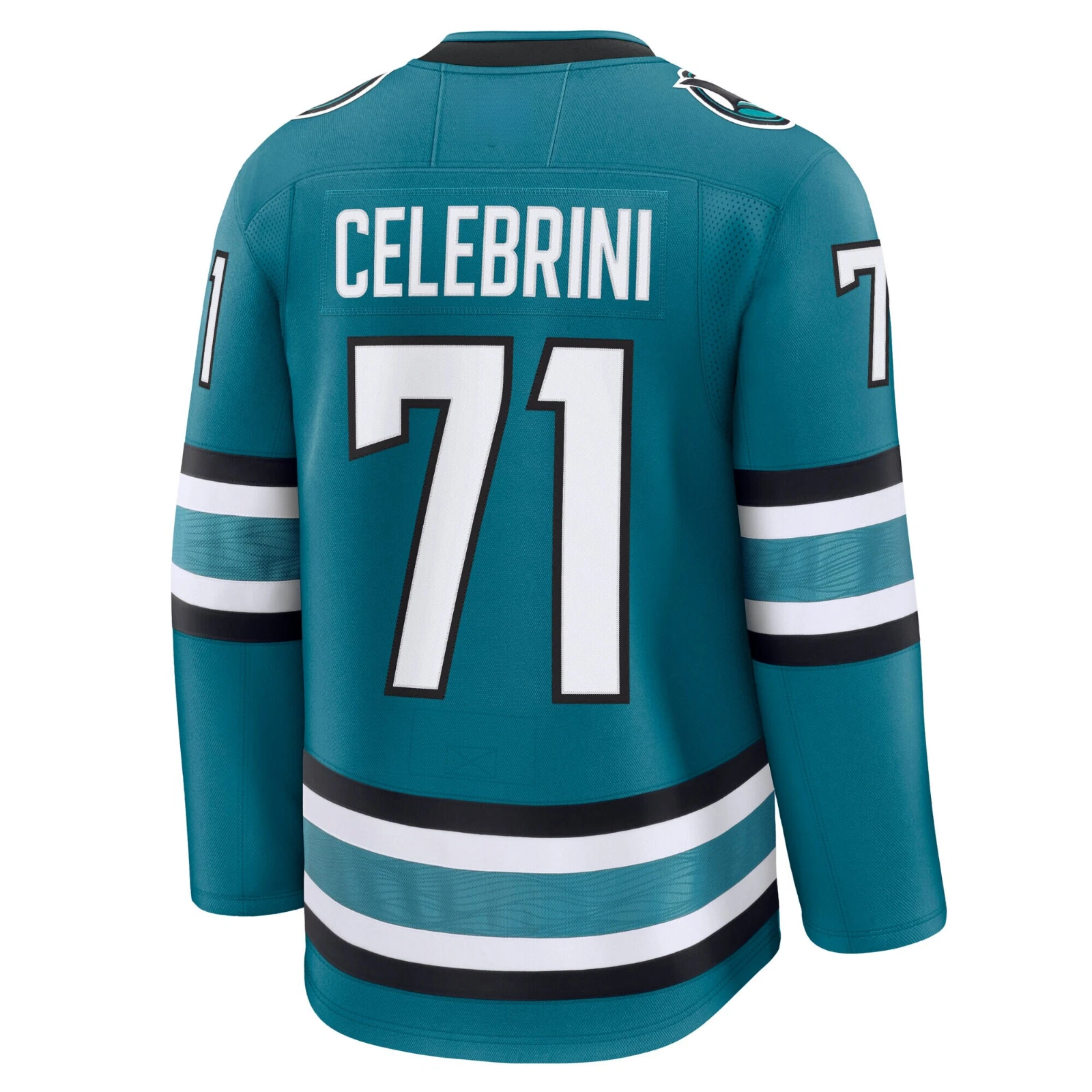 Men's #71 Celebrini Teal Home Stitched Hockey Jersey