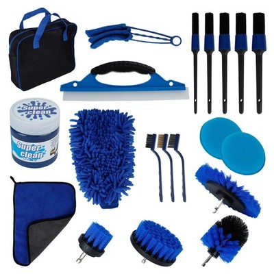 20 Stück Profi Auto Detailing Kit mit Waschhandschuh Schwamm Handtücher Tragetasche