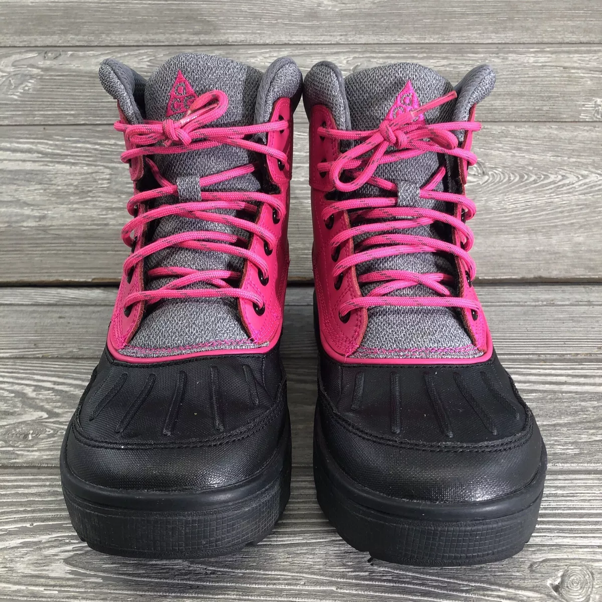 Nike 524876 600 Woodside ACG Pink Lace Up Winter Duck Boots Youth