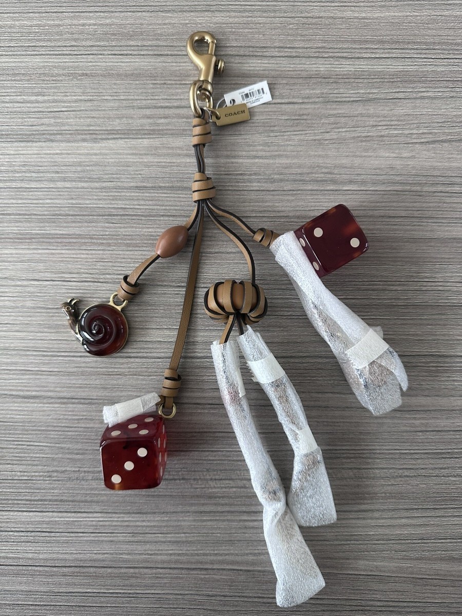 NWT Coach Snail Dice Feather Tea Rose Cluster Bag Charm