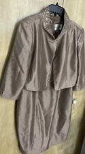Davids Bridal Bronze/Brown 2 Piece Mother Of Bride/Groom 16 Dress Sequined EUC