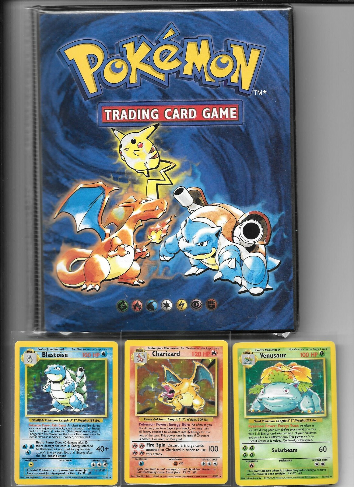 Pokemon TCG Complete Base Set Vintage 1999 Folder & 6 WOTC Promos LP/NM