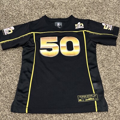 Super Bowl 50 Jersey NFL Team Apparel Girls Size Medium Black Gold - Main Image