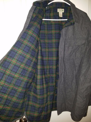 L.L Bean Classic Wool Green Flannel Lining Jacket Men's Large Grey - Picture 4 of 7