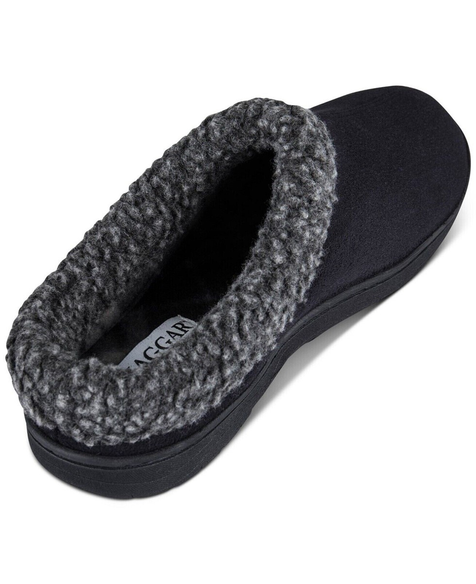 HAGGAR Faux Suede Clog Slippers with Fleece Collar Black Sz  display picture 1