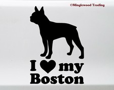 Love My Boston Terrier Vinyl Sticker - American Gentleman Dog - Die Cut Decal
