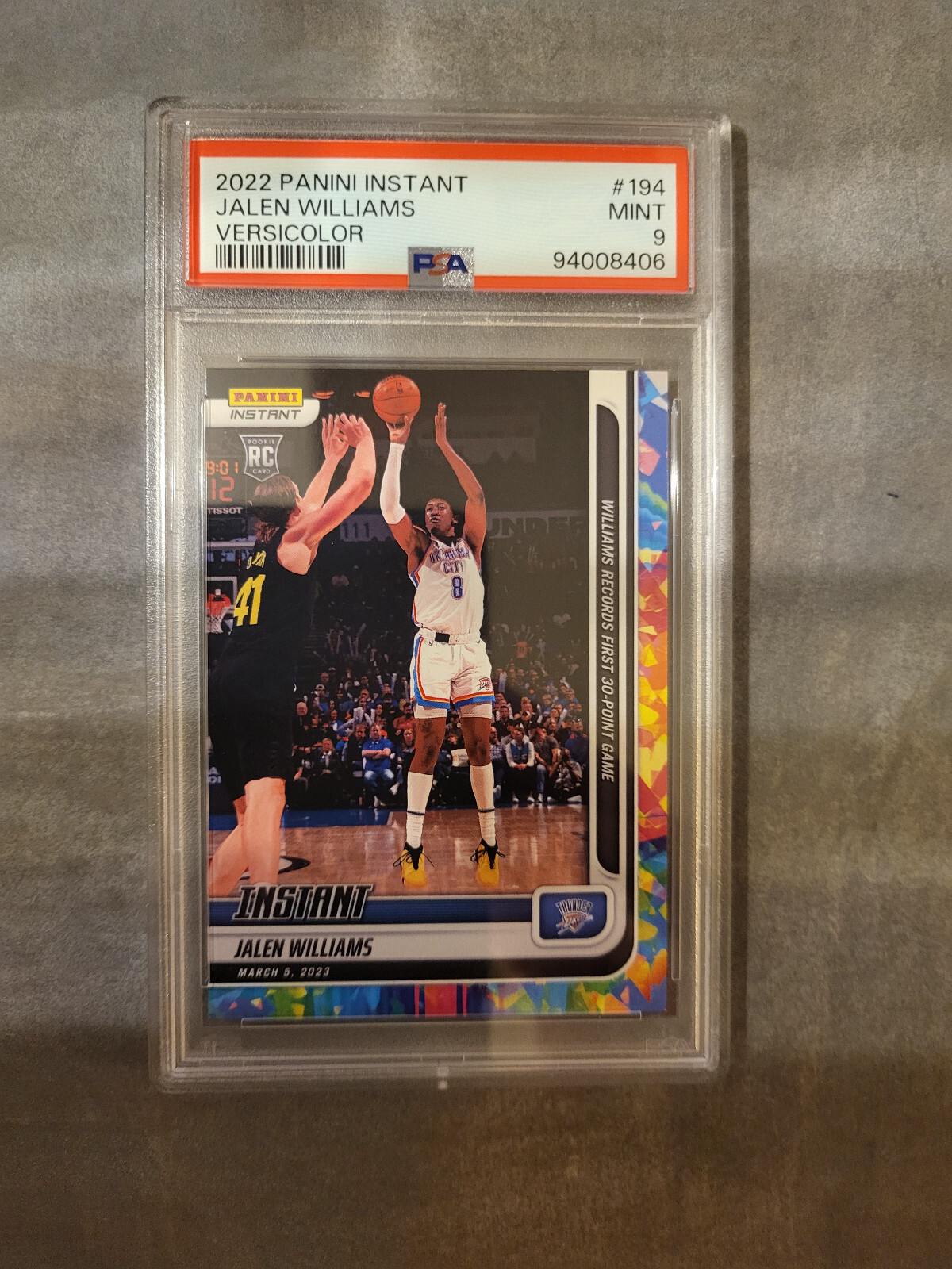 2022-23 Panini Instant Jalen Williams RC Versicolor 4/5 PSA 9 Gem Mint