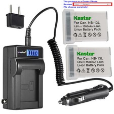 Kastar Battery LCD AC Charger for Original Canon NB-13L NB13L NB-13LH NB13LH