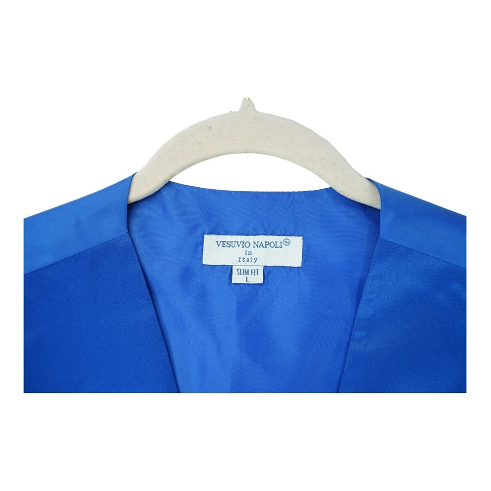 Chaleco Chaleco Vesuvio Napoli Para Hombre Botón Delantero Cuello en V Talla Grande Azul Sólido Foto 3 de 4