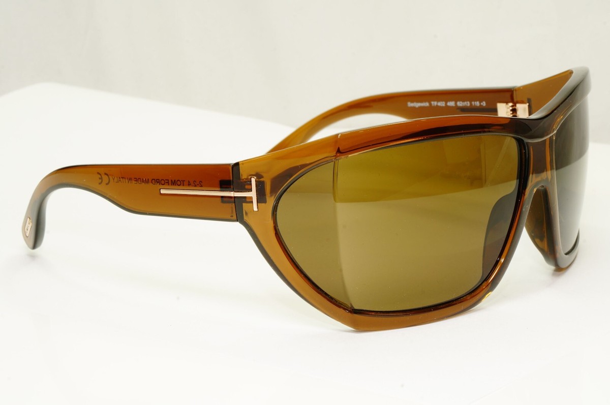 Tom Ford Sunglasses Sedgewick Brown Transparent Square Wrap FT0402