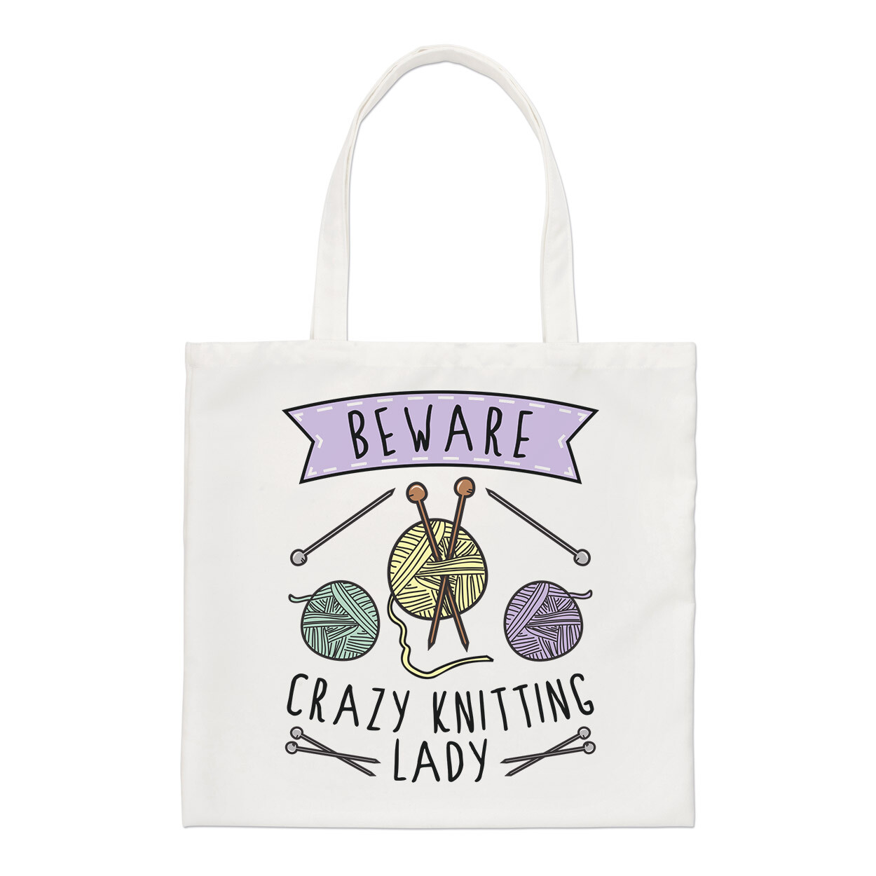 Beware Crazy Knitting Lady Regular Tote Bag Mum Mothers Day Girlfriend Shopper