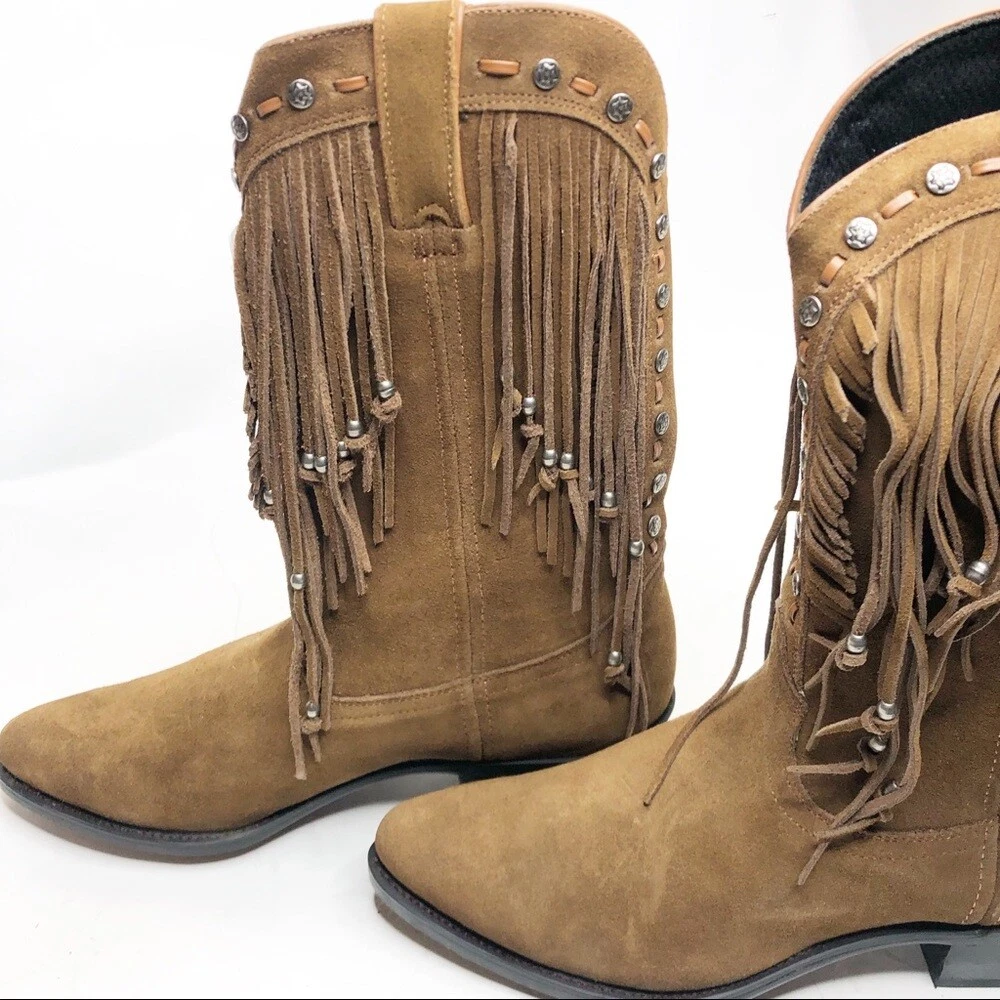 Durango Brown Suede Leather Party Fringe Western Boots NEW