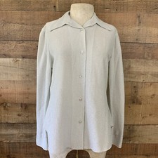 Vintage 1970  s Disco Ball Silver Metallic Pointy Collar Shirt Size Medium