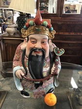 Massive Chinese Porcelain Deity Choi Sun Yeah God Of Wealth 