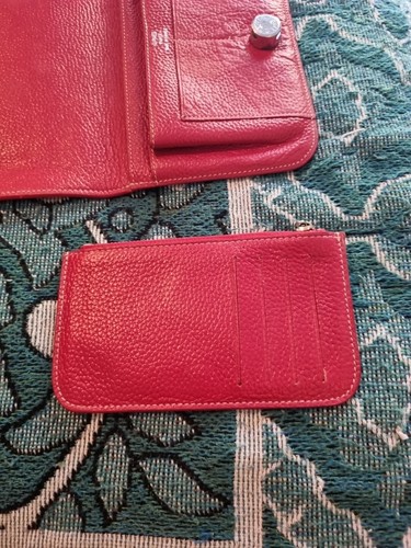 HERMES Luxury Red Leather Wallet Bifold Purse C15 - Picture 7 of 13
