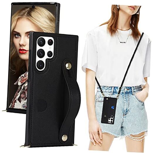 Black Samsung Galaxy S23 Ultra Case with Card Slot Holder, Not for S23