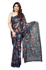 Indian Chiffon Saree With Unstitched Blouse Piece Party Wedding Wear For Women