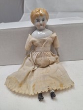 Antique 7" Blonde Herwig China Head Doll Dressed Doll House Germany c1900