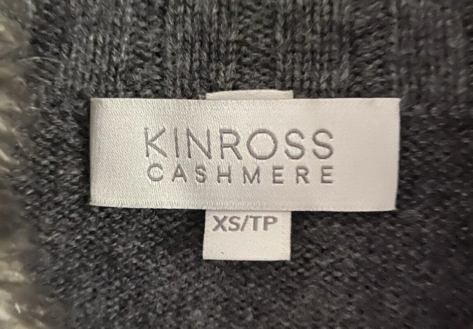 Cárdigan suéter KINROSS CASHMERE frente abierto mezcla lana cachemir piel sintética XS Foto 3 de 4
