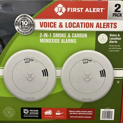 First Alert Voice & Location Alerts 2-in-1 Smoke & Carbon Monoxide Alarms 4-Pack