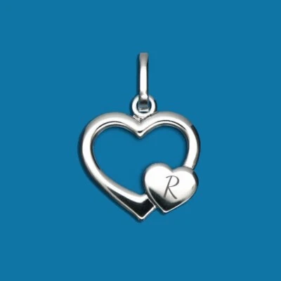 SILBERPOINT HERZ ANHÄNGER DOPPELHERZ MIT KETTE ECHT SILBER KOSTENLOSER GRAVUR-G6