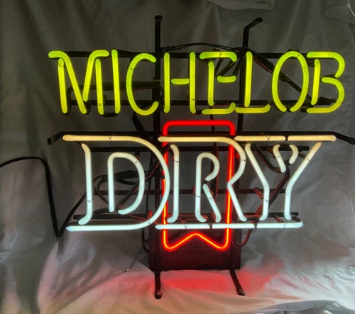 Vintage MICHELOB DRY Beer Neon Advertsing Bar Sign 19" x 20" - great working