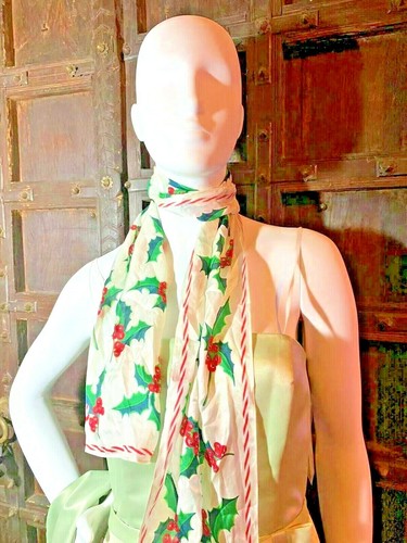 MSRP $45 Echo Silk WHITE Christmas Print Scarf - Picture 3 of 9
