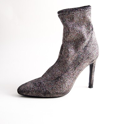 Zanotti Sock Ankle Boots MultiColor Glitter High Heel Womens Size US 5 EU 35