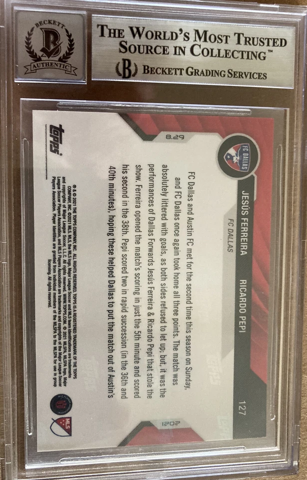 Ricardo Pepi & Jesus Ferreira Signed MLS Topps Now 2021 Card BAS Autograph 10 - Image 3 of 3