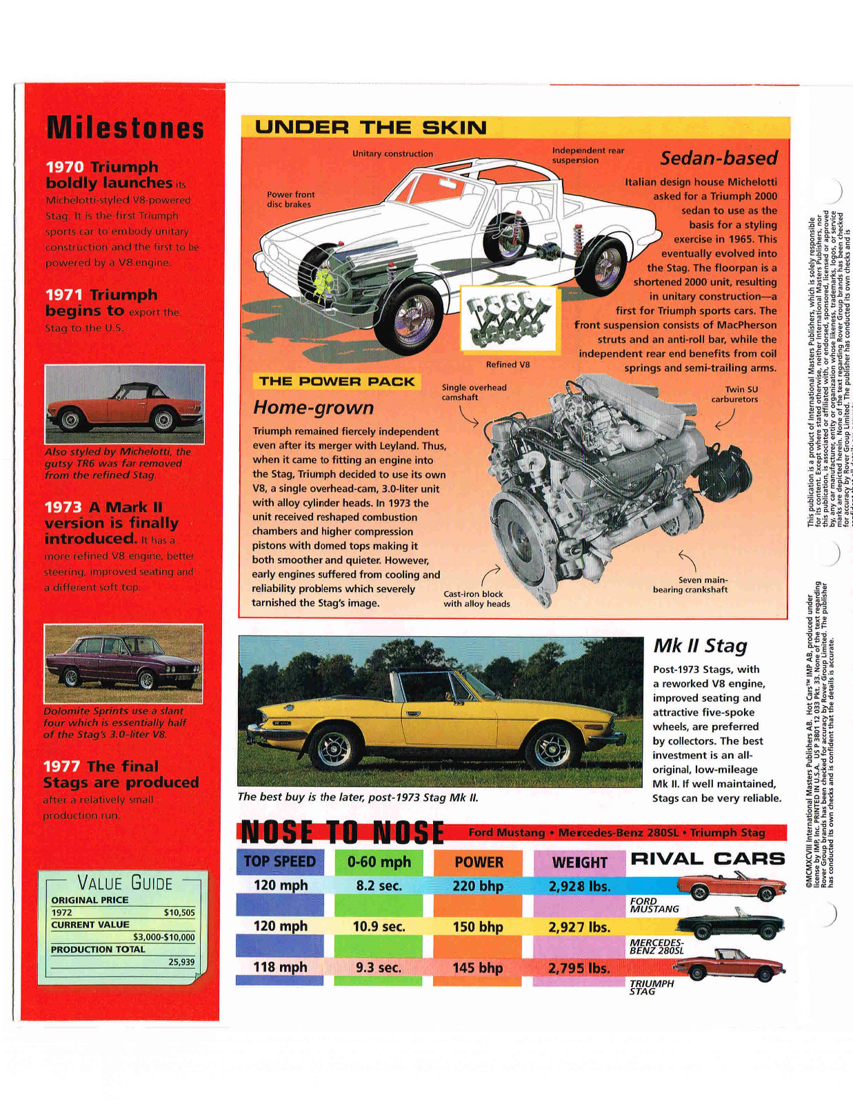 19701977 TRIUMPH STAG SPEC SHEET/Brochure/Catalog eBay