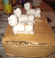 Vintage Porcelain Chinese Pillow Babies Chopstick Holders 12 Piece Set
