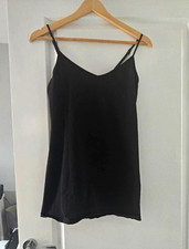 Women’s Black Camisole Tank Top with Straps, Size M/12-14 Regular, No Pattern