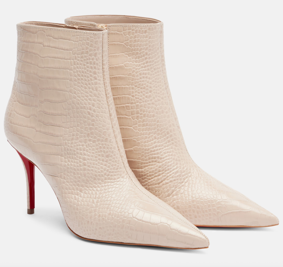 Christian Louboutin Miss Z Booty 80 Pearl Beige Croc Short Ankle
