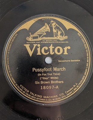 1916 Victor Pussyfoot March Bull Frog Blues Six Brown Brothers Saxophone 78 RPM
