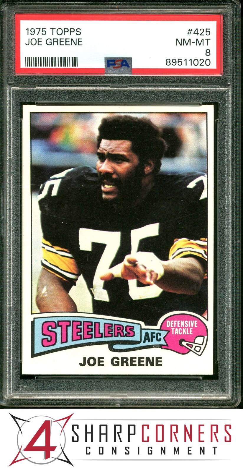 1975 TOPPS #425 JOE GREENE STEELERS HOF PSA 8
