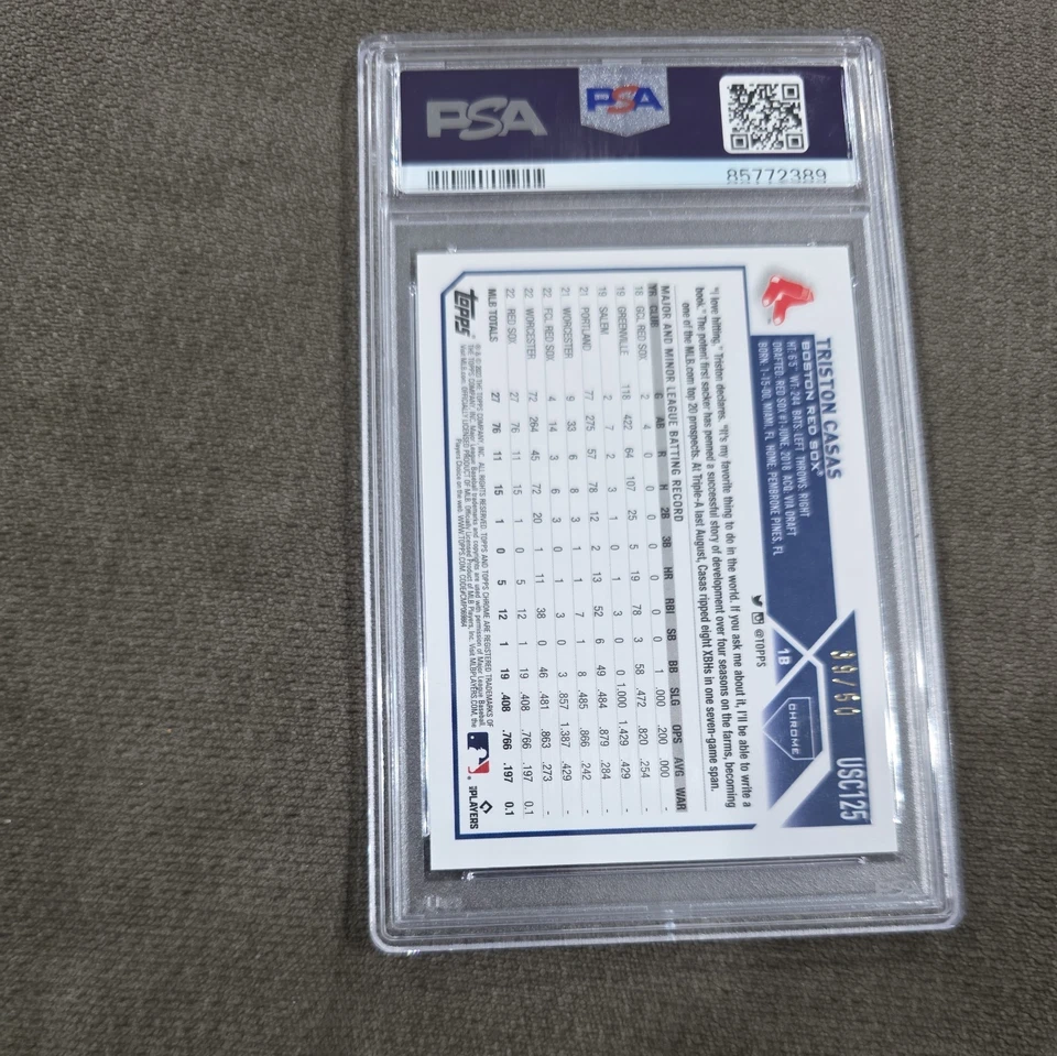 2023 Topps Chrome Update Triston Casas RC Gold Speckle Image Variation /50 PSA 9 - Image 2 of 2