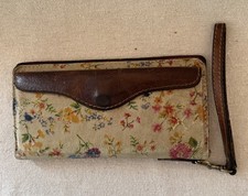 Patricia Nash Valencia Prairie Rose Leather Wristlet Wallet Some Wear