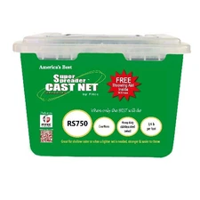Fitec RS750 Super Spreader 4.5' x 3/8" Mesh Fishing Cast Net, Clear Mono