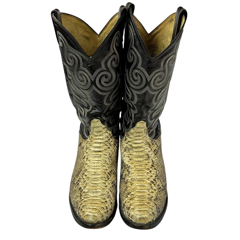Botas RARAS Tony Lama Para Hombre 11 B Piel de Serpiente de Pitón Exótica. Cuero superior brillante Foto 3 de 4