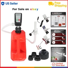 Fuel Transfer Pump Plastic 3.2GPM Auto-Stop Gas Diesel Oil Portable