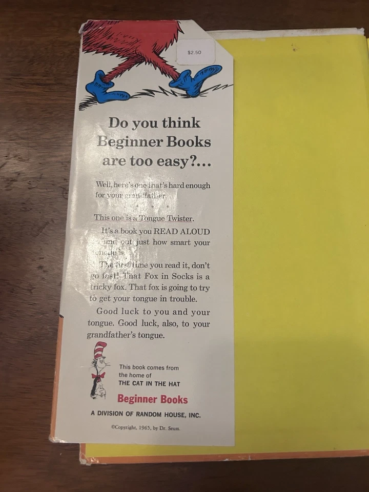 Dr. Seuss FOX IN SOCKS 1965 1st Edition 195/195 Hardcover with Dust Jacket — 第 4/4 张图片