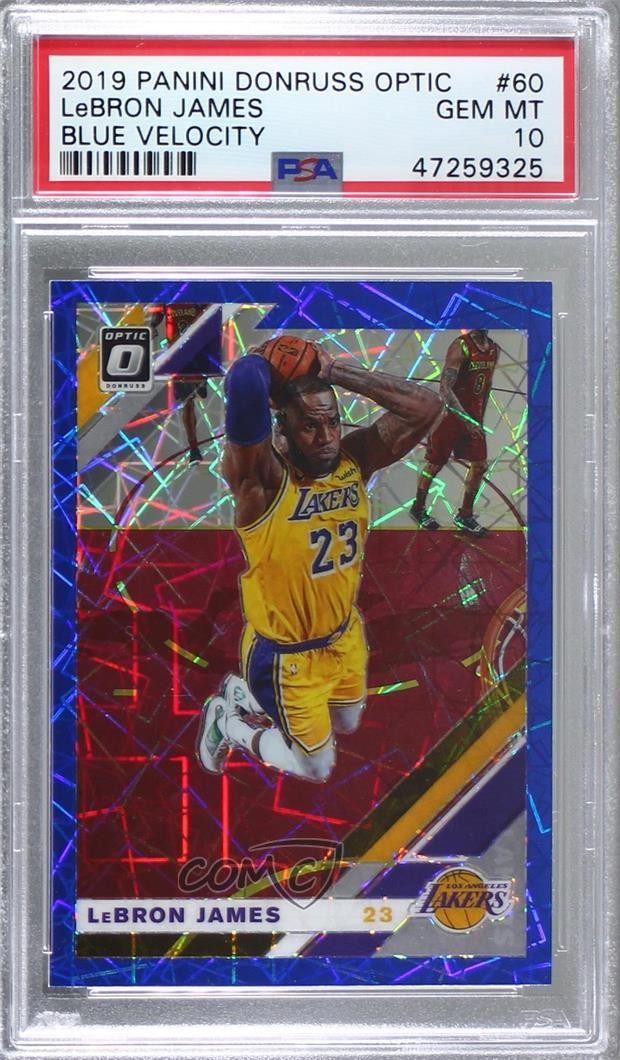 2019 Panini Donruss Optic Blue Velocity Prizm LeBron James #60 PSA 10 GEM MT 9l4