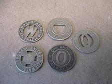 Vtg Lot 5 Transit Tokens WA OK COL Denver Spokane Railway Tramway (L12)