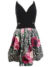 Xscape Women's Mixed-Print Fit & Flare Dress (10, Black Multi)