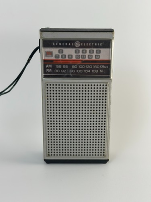 #ad #ad General Electric 7 2924A Portable AM FM Radio Vintage TV Sound Black Tested $15.95