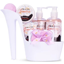 8pc Jasmine Bath Set – Luxury Spa Gift for Women, Wife, Mom, Girlfriend