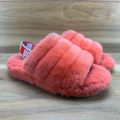 UGG Womens Slippers Size 9 Coral Fluff Yeah Shearling Fur Slingback