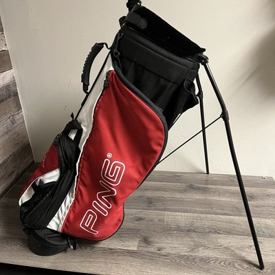 PING Hoofer 3 Vintage Stand Golf Bag Red/White/Black Dual Strap 4