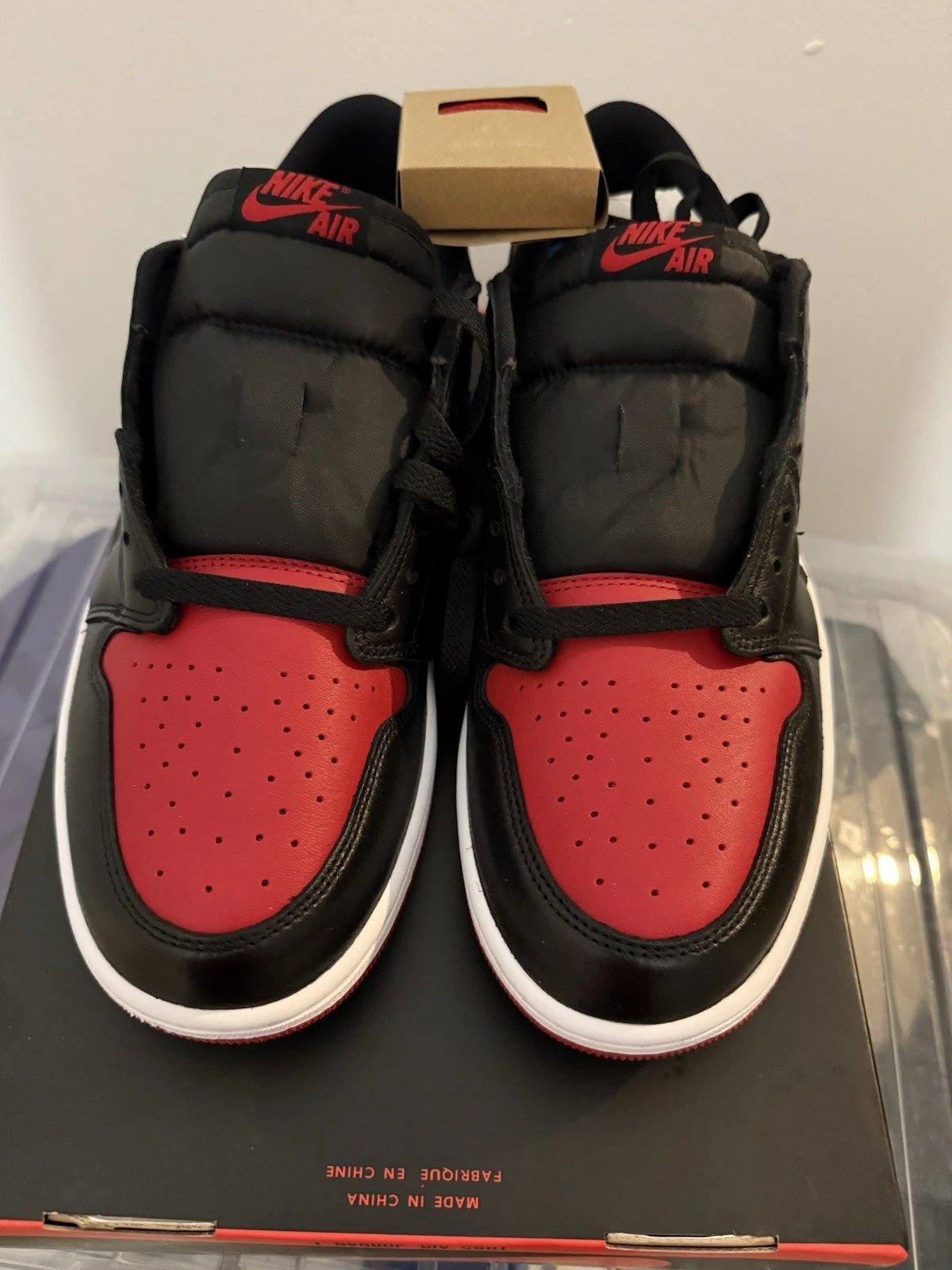 Air Jordan 1 Retro Low OG bianco rosso blu taglia 9 5 UK