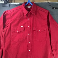Carhartt Mens Rugged Outdoor Wear Red Pearl Snap Button Up Western Shirt Medium